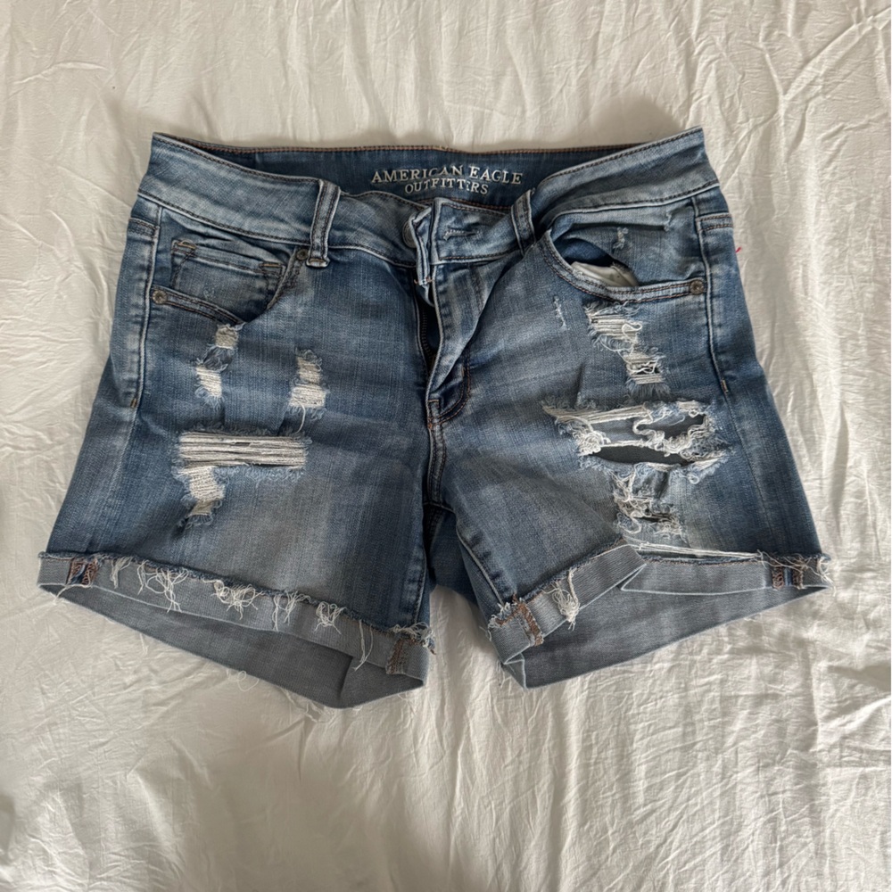 American Eagle Outfitters Ripped Blue Denim Shorts